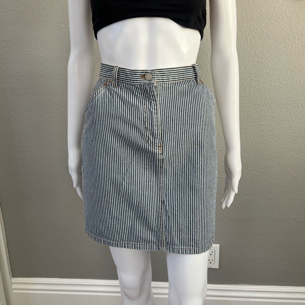 Vintage Ralph Lauren white stripe denim skirt